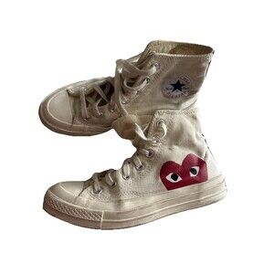Converse Chuck Taylor Hi x CDG Comme Des Garcons PLAY White Womens Sz 7 Mens 5